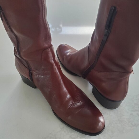 Sesto Mieucci Made in Italy Chestnut Brown Leather Riding Style Boot sz 10 - Picture 3 of 14